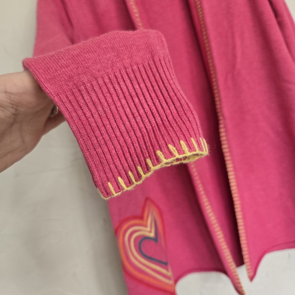 XOKR Kerri Rosenthal Heart Pink Yellow Open Sweater, S - Picture 3 of 9